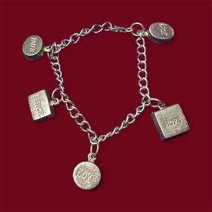 Vtg Sterling Silver Classic Cable Charms Bracelet 7.5"